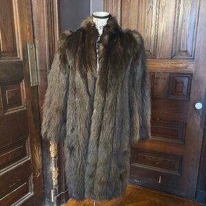 Vintage 3/4 Length Brown Racoon Fur Coat